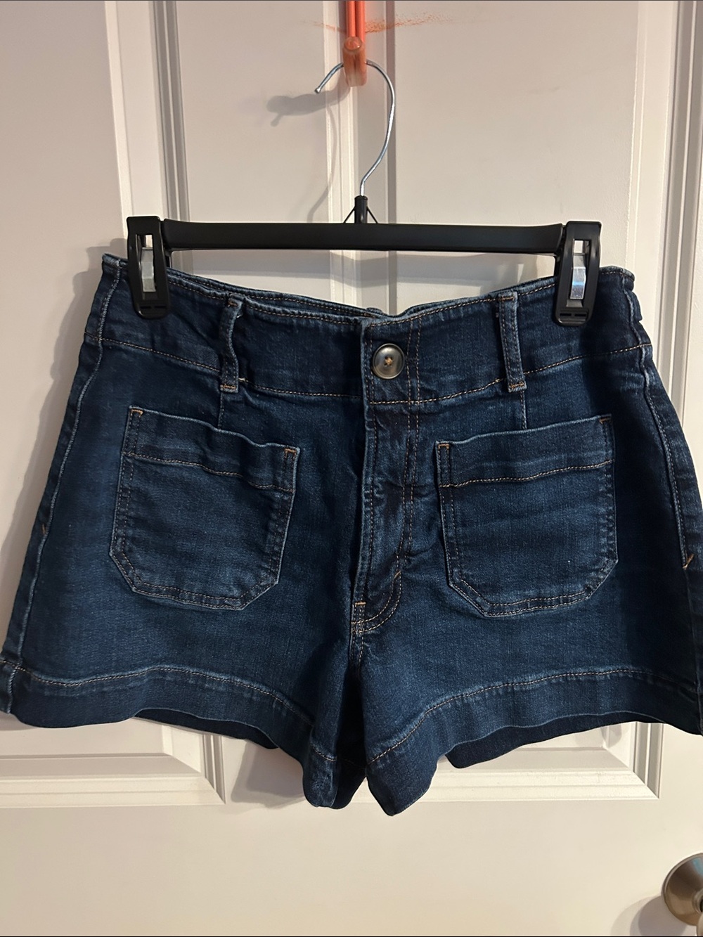 a.n.a Dark Blue Denim Jean Shorts with Front Patch Pockets
